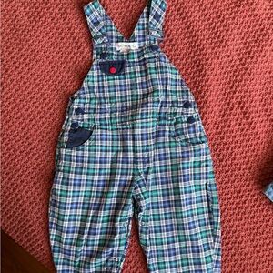 Gymboree Blue and Green Plaid Overalls XS Green Blue Rainbow Tag